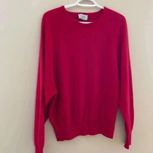 [USXL/EU 52]Vintage Benetton  Red Batwing Pullover Crew Neck LS Wool Sweater
